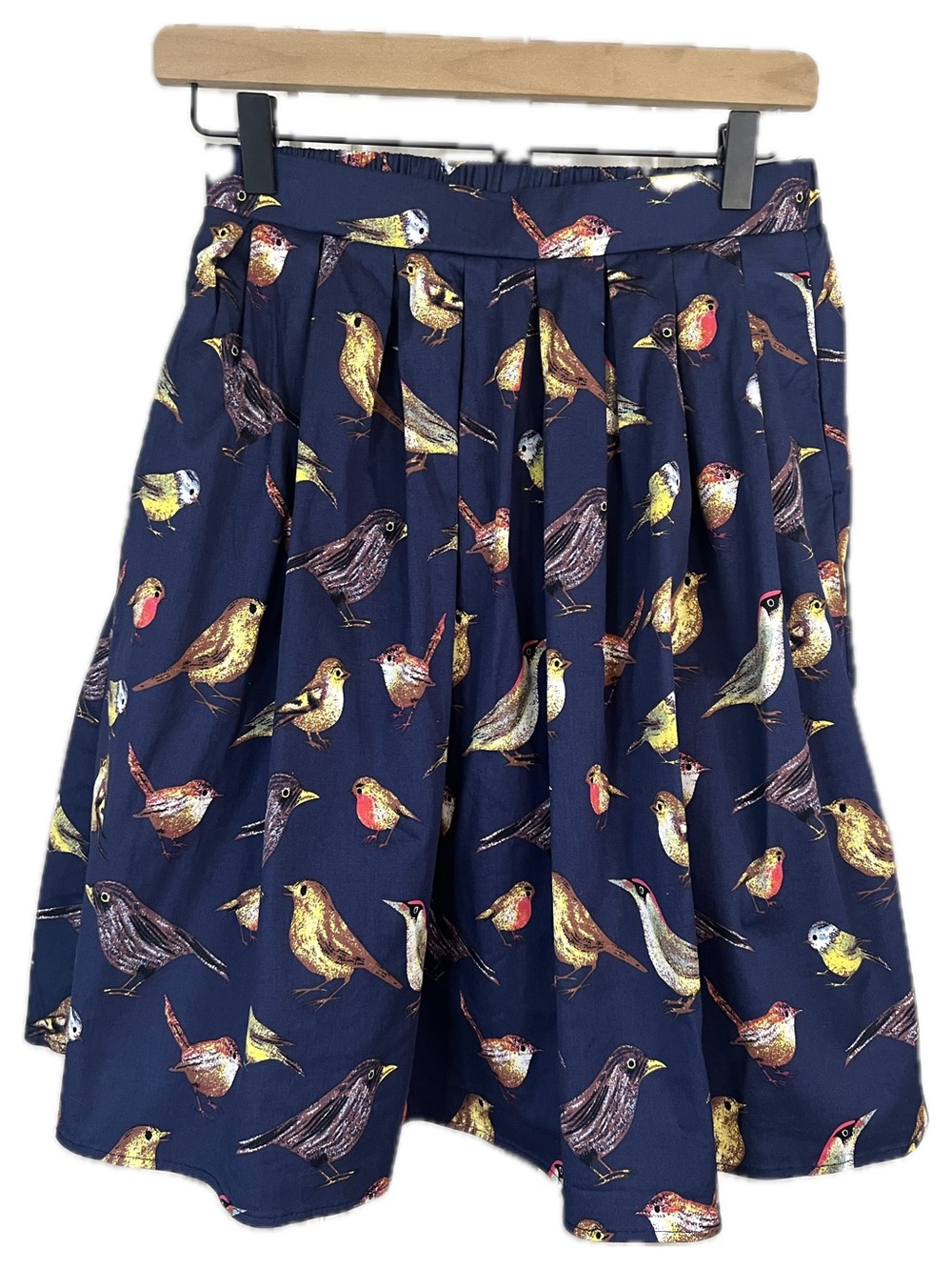 Grace Karin Navy Bird-Print Skater Skirt